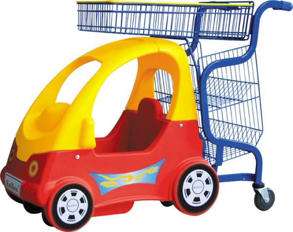 Funny Plastic Kids Shopping Carts With Metal Frame / Handle And Wheels