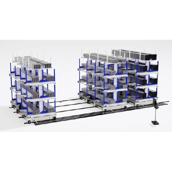 Electric Mobile Telescopic Cantilever Racking Automatic Loading and Unloading Systems For Long Products Warehouse Storage Racking
