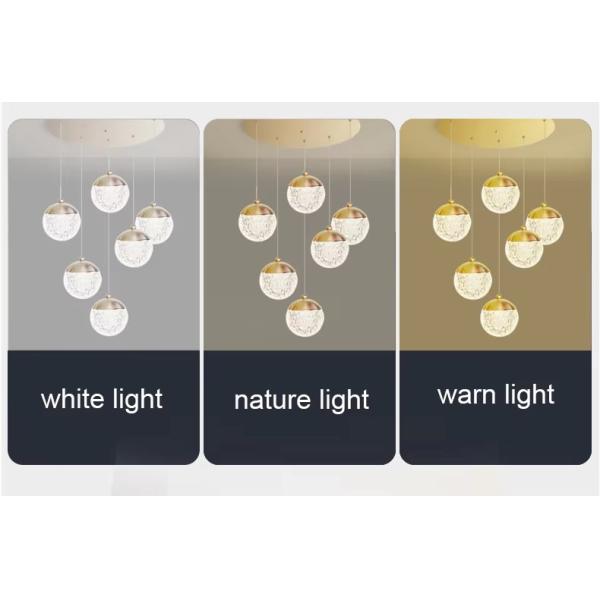 Éclairage suspendu en acrylique doré Dimmable Éclairage suspendu cristallin