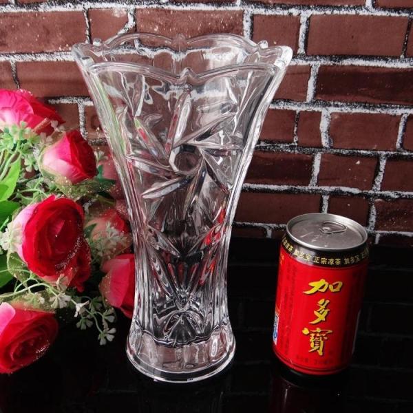 24.7CM Tall Pinwheel pattern vase high Clear glass vases China wholesale supplier