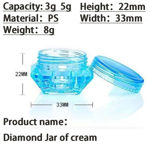 Portable Travel Skit PS Material 3g 5g Transparent Cream Jar with Multiple Colors Options Support Color Silk Printing Customized Used for Skincare Package