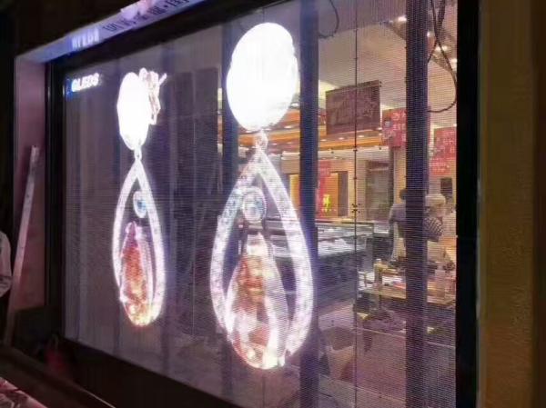 P3.9 Transparent Glass LED Display 4500 Nits Brightness For Indoor Shows