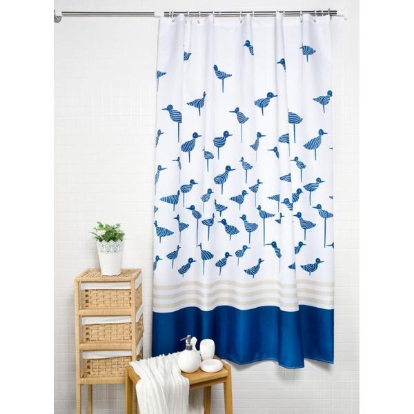 Waterproof Printed White Bathroom Shower Curtains Thickening Plated Style
