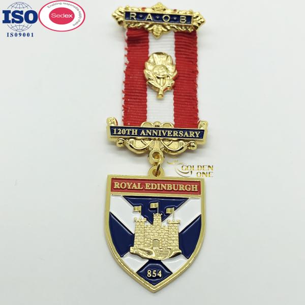 Association Enamel Miraculous Medal , Custom Catholic Religious Medals With Ribbon