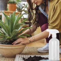 Garrafa transparente cilíndrica de plástico de 500 ml com spray branco Para garrafa de spray vazia