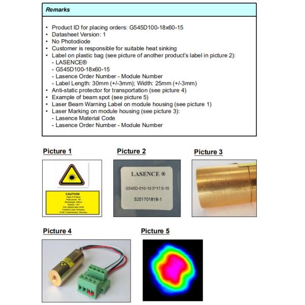 Beam Mode Near TEM00 100mW 545nm 555nm Green Laser Module with Good Beam Spot