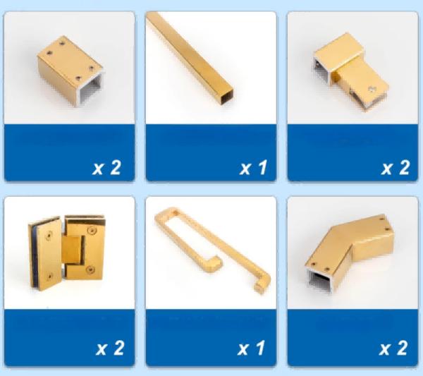 135 Degrees Partitioned Shower Door Profile Waterproof Shower Door Hardware