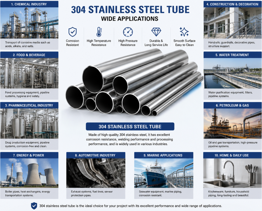 Rust-Proof 304 Stainless Steel Pipe Corrosion Resistant Seamless Tube for Chemical Industry