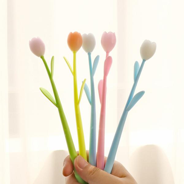 0.5mm Creative Silicon Gift Gel Pen Sun Color Changing Tulip Shape Neutral Pen