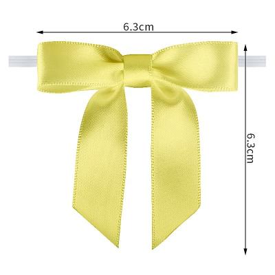Gift Decoration Satin Ribbon Bow with Twist Tie Elastic Loop Printed All Occasion