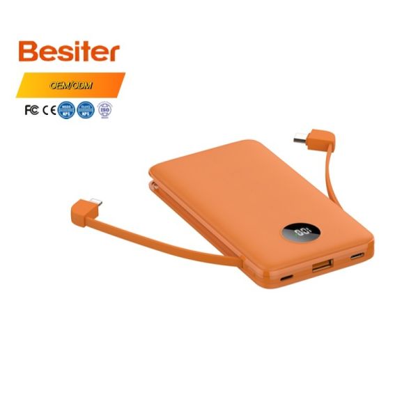 Besiter Portable 10000mAh Fast Charging  Power Bank with LED Display and Cables