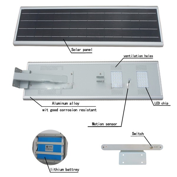 aluminum IP65 all in one led solar garden street light 20w