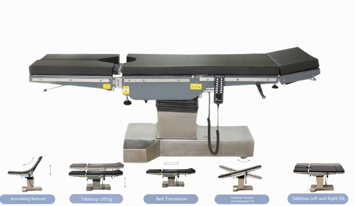 DS-VI Six-Function Electric Surgery Table with 6-Way Electric Adjustment, C-Arm Compatibility Built-in Lumbar Bridge — Optional Deluxe Configuration Available