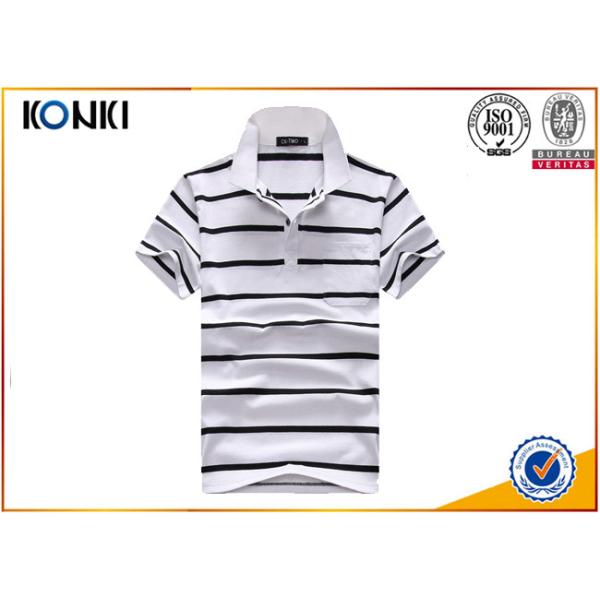Fashion Style Custom Polo Shirt Classic Mens 100% Cotton Yarn Dyed Stripe