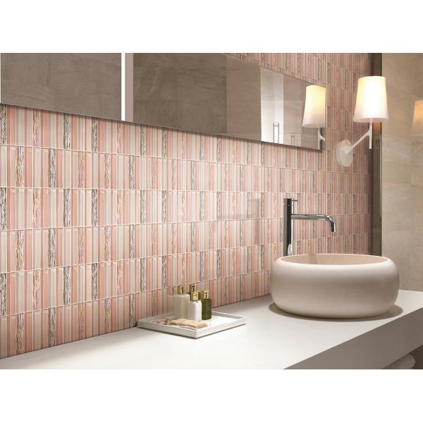 Non-Slip And Durable 300x300mm Light Pink Interior Wall Glass Mosaics For Hotel And Balcony