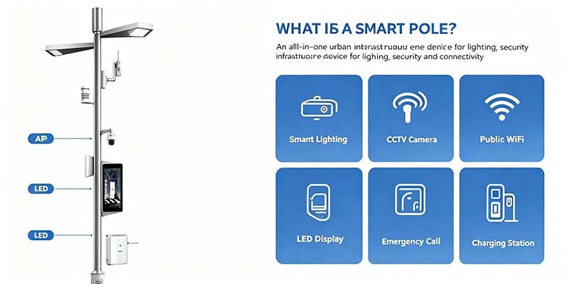 Smart IoT Street Light Pole, Remote Dimmable LED Smart Pole for Park, Plaza & Highway Smart Lighting