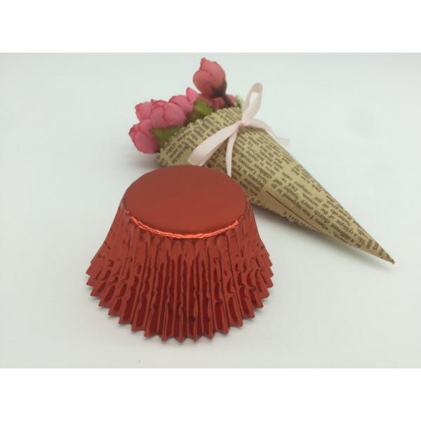 Disposable Aluminum Baking Cups Red Color Cupcake Decoration Customized Size