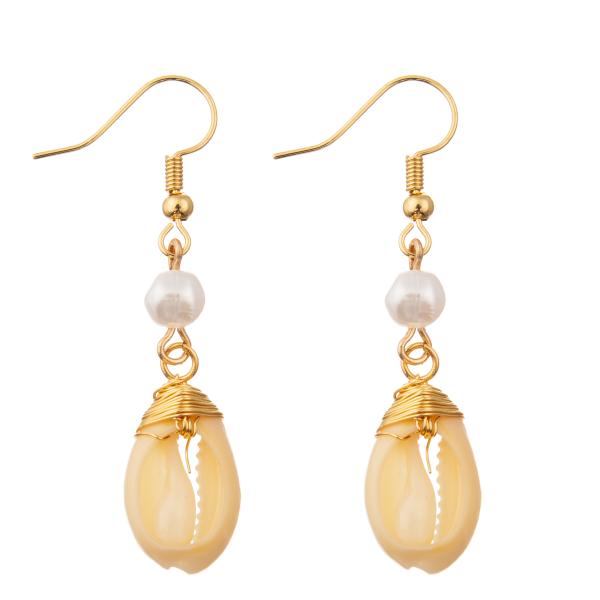 Шарики риса качают серьги Tassel вокруг серег обруча эмали раковины жемчуга для женщин