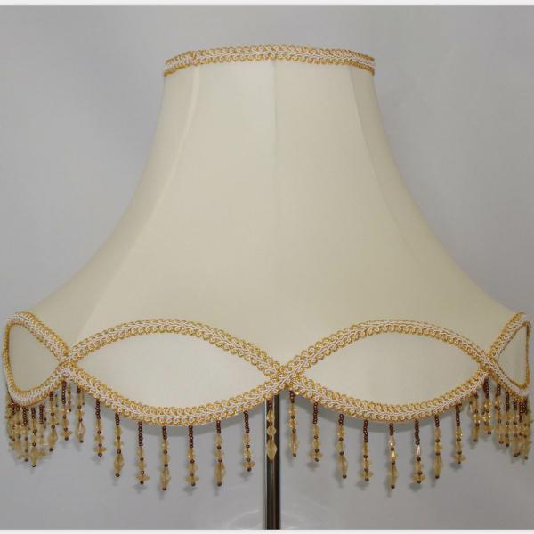 Hard Back TC Fabric Victoria Lamp Shade With Fringed Shade