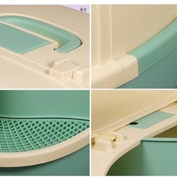 Arena para gatos azul amarillo rosa con boca grande, pasillo, caja de arena para gatos 3000g