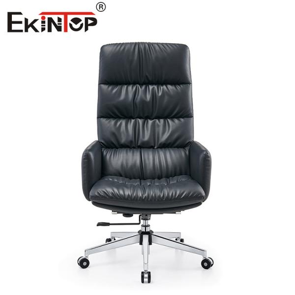 Black High-Back Leather Office Chair Swivel with Armrests BreakRoom Chairs