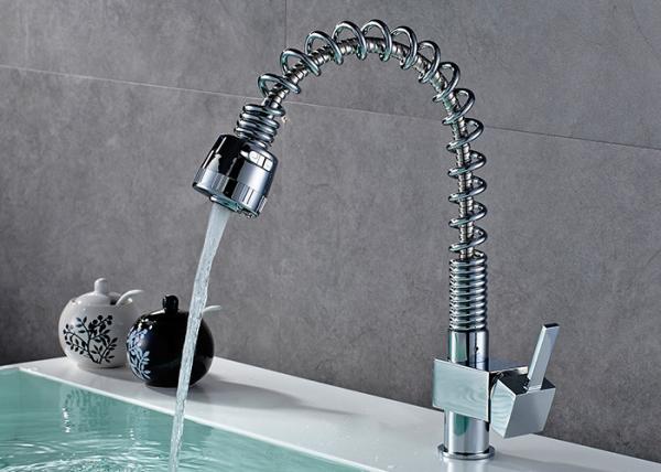 Chrome Pull Down 2 Way Kitchen Faucets Spring European Design ROVATE