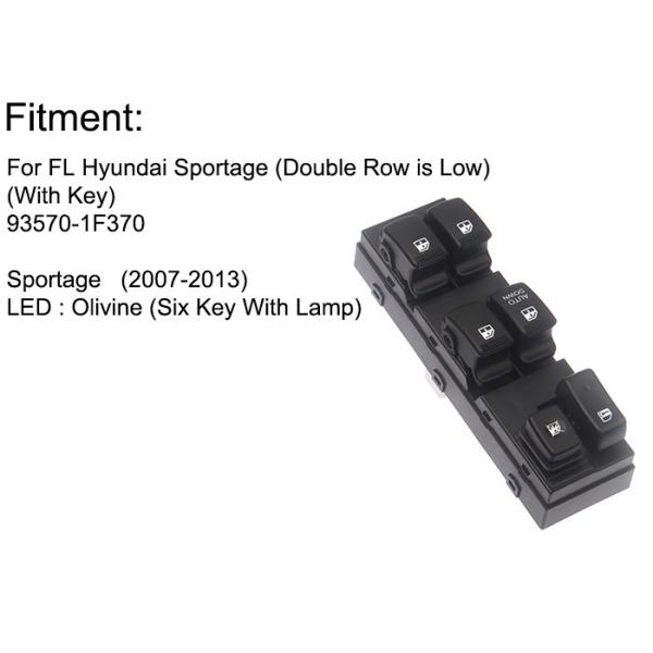 Double Row Master Power Window Switch Front Left MT Hyundai Sportage Six Key Led