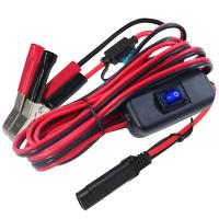 SAE to Alligator Clip Battery Cable with Fuse and Switch 12V