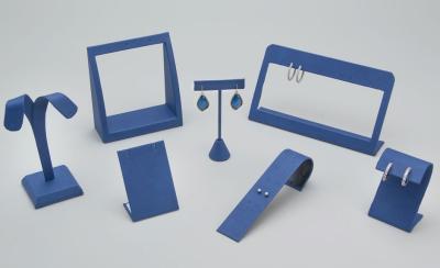 Graceful Blue Earring Display Stands Spot UV Printing Handling Jewelry Stand Exhibition