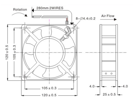 Large Air Volume 3200RPM 120mm Blower Fan Waterproof With Induction Motor