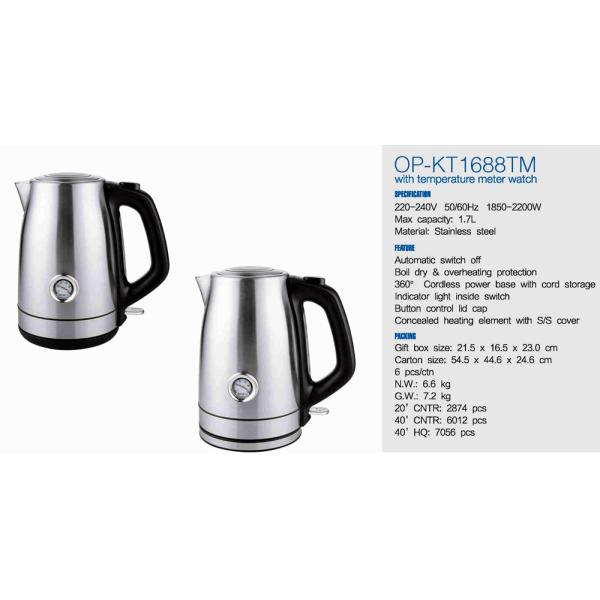 Stainless Steel Electric Kettle for Hotel Portable Water Kettle 1.6-2.0L Capacity