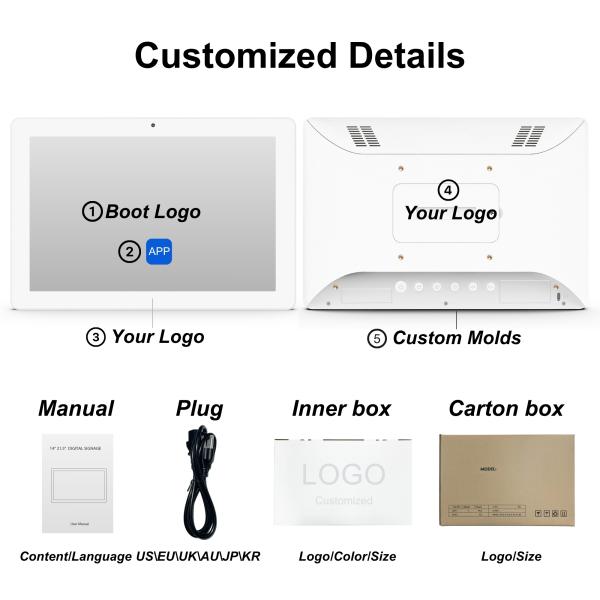 Señalización digital de mesa montada en la pared de 10,1 pulgadas FCC, CE, ROHS, Calidad garantizada Más detalles Personalizable