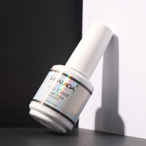 Low MOQ Étiquette privée Gel nail polish SAGALAGA Velvet Top Coat Soak Off Nail UV Top Coat avec logo personnalisé et bas MOQ