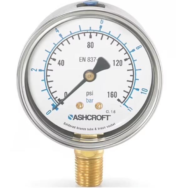 Ashcroft  The T5400 all stainless steel pressure gauge complies with GB/T1226 and EN837-1 standards and is suitable for monitoring and controlling processes and equipment. T5400 offers a dial with a