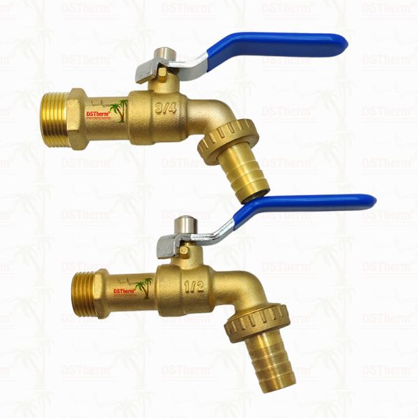 Gold Plated Heavy Duty Classic Blue Iron Handle Bibcocks Water Spout Faucet Spigot Water Tap 3/4