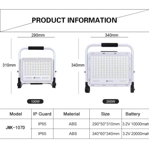 再充電可能な太陽光発電灯 200W ポータブル LED 洪水灯 手持ち