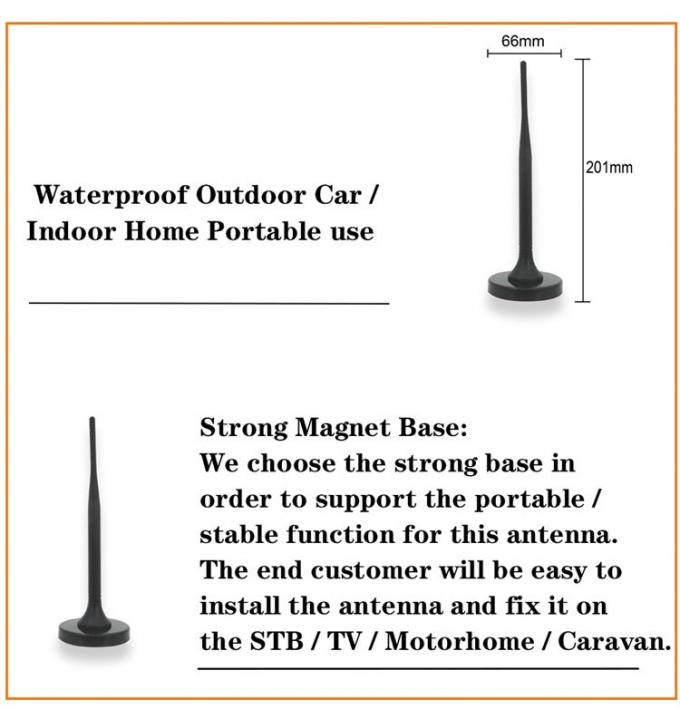 OEM 66*201mm Dvb T2 Car Tv Antenna 2-3dBi Indoor Digital Tv Aerial HT-V042