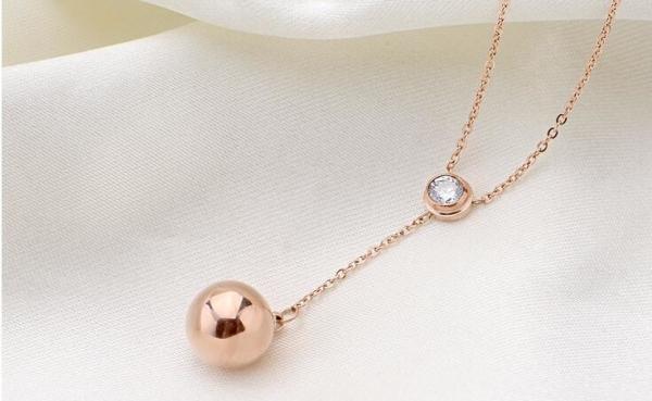 Fashion Jewelry Necklace Stainless Steel Rose Gold Diamond Necklace