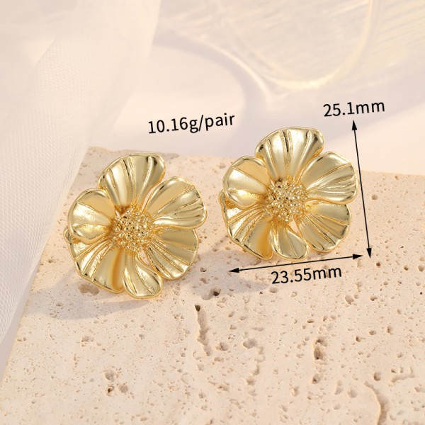 Jiexing Fashion 18k Gold Plated Stainless Steel Earrings Petal C Shaped Irregular Folding Women's Earring Accessories