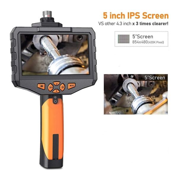 3.9mm Dual Lens 1080P HD Industrial Endoscope with 5 Inch IPS Monitor