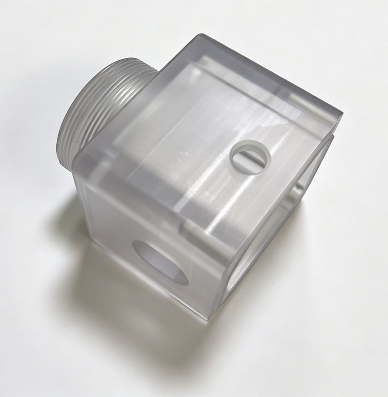 Custom CNC Machined Clear Acrylic Square Housing with Precision Milled Threads