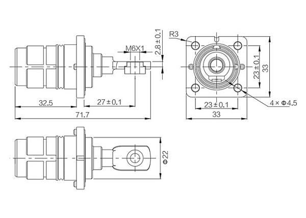 Straight Angle HVIL Two Pin Plug Connector With 360 Degree Shielding