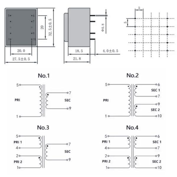 Toroidal Coil Structure Encapsulated Power Transformer Pcb Mount 230Vac / 115Vac
