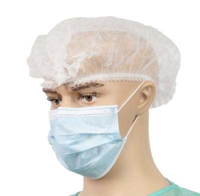 21 White Disposable Non Woven Bouffant Cap For Food Processing