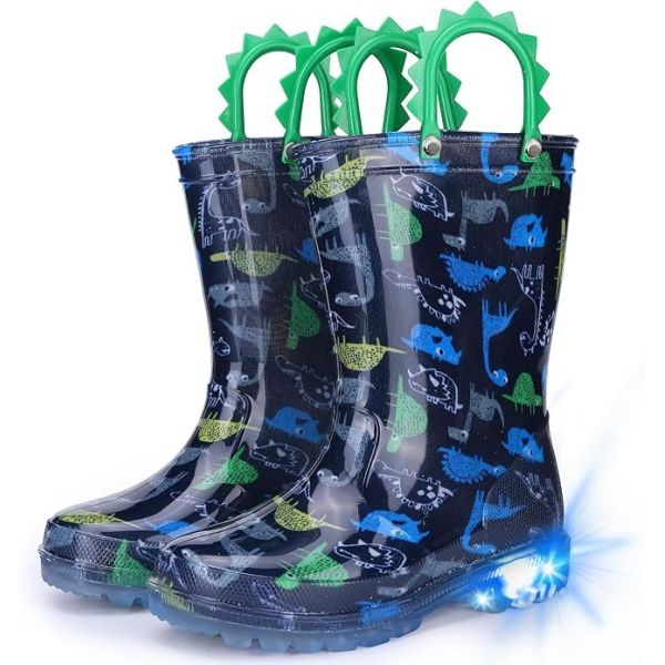 Cute Design Light Up Kids Bottes de pluie avec poignées Garçons et filles Wellies