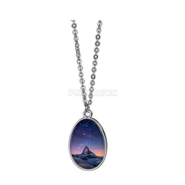 Oval Shape Sublimation Photo Necklace With Aluminum Insert Custom Photo Printing Sublimation Metal Necklace