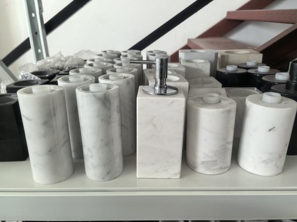 Dispensador de jabón de mármol de lujo Conjuntos de baño de piedra hechos a mano para el hogar