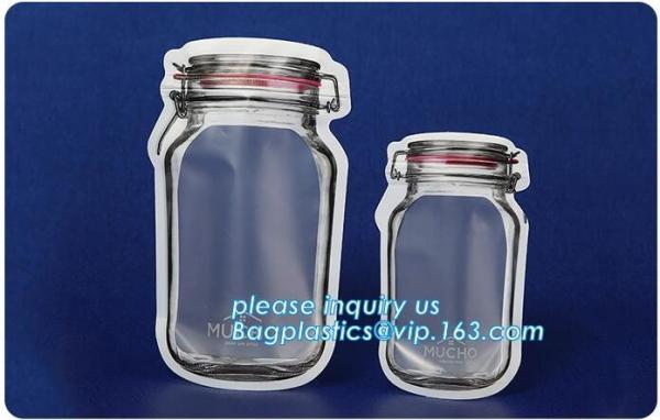 Matte Clear Bags Zip Lock Resealable Packing Grain Food Pouches, Reusable Sealing Food Pouches With Window For Storing C