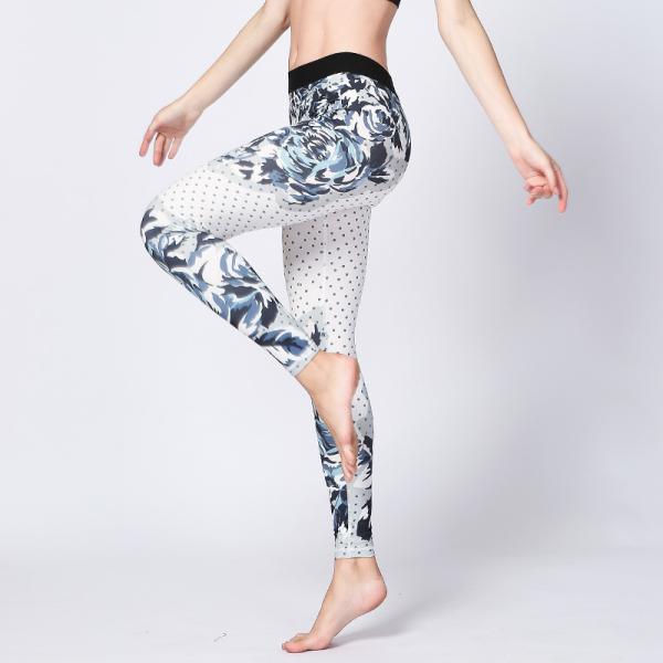 CPG Global Women's Fitness Legging Sport Running Pants Yoga Flower Print and Black Spots Super Slim HK30