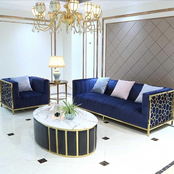 2 - 3 Seater Living Room Lounge Sofa Stainless Steel Velvet Couch European Style